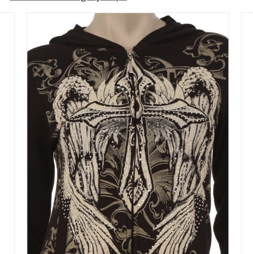 Long sleeve hoodie decorated with  angel  wings